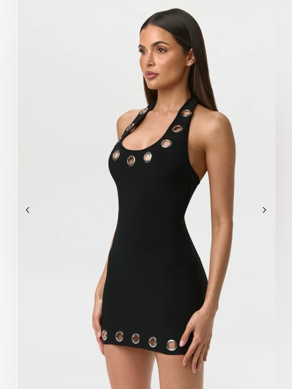Naked Wardrobe Bandage Halter Grommet Mini Dress Black - Picture 4 of 12